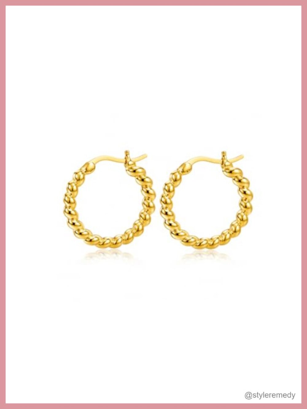 14K Yellow Gold Plated Cable-Knit Huggie Hoop Earrings Twisted Rope Textured